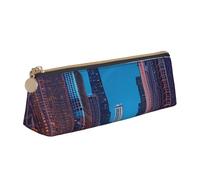 Chicago Night Print Leather Pencil Case Zipper Pencil Multifunctional Stationery Bags