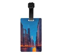 Chicago Night Print Lightweight Luggage Tags for Suitcases Backpacks Business Journey Family Vacation