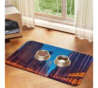 Chicago Night Print Pet Feeding Mat Dog Mat for Food and Water Bowl Dogs Water Dispenser Mat Dogs Accessories