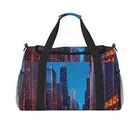 Chicago Night Print Stylish Foldable Carry On Tote with Waterproof Zipper for Weekend Getaways Bag