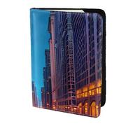Chicago Night print Travel Wallet Passport Holder Case for Family Leather Passport Cover for Men Women, Black, One Size