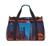 Chicago Night print Weekender Overnight Carry On Bag Gym Luggage Bag Duffel Bag for Travel Women, Black, One Size