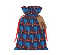 Chicago Night Printing 1 Pc Christmas Bag With Drawstring For All Adults To Give Presents Halloween