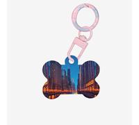 Chicago Night Printing Bone Shape Dog Tags Double Sided Personalized Pet Pendants for Dogs and Cats