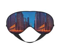 Chicago Night Reversible Eye Mask Double Sided Blackout Mask Adjustable Soft Sleep Travel Nap Cover