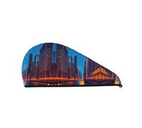 Chicago Night SamLng Coral Velvet Dry Hair Cap – Perfect for Home, Travel, Pool Parties, Beaches, Baths, and More