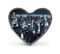 Chicago Night Skyline Cute Lapel Pins Heart Brooch Tie Suit Dress Accessories for Men Women Wedding Birthday
