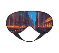 Chicago Night Sleep Mask,100% Natural Mulberry Silk Eye Mask with, Ultra-Soft Eye Covers for Sleeping, Travel, Nap