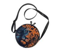 Chicago Orange Lion Round Black Crossbody Bag Women Beauty with Adjustable Strap Side Bags Have a meal Canvas Messenger Purse