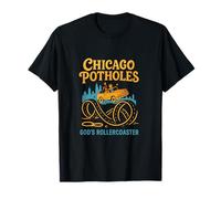 Chicago Potholes Gods Rollercoaster 80s Retro T-Shirt