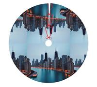 Chicago Print Christmas Tree Skirt Holiday Living Room Decor Xmas Mat For Celebrations New Year