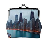 Chicago Print Compact Coin Purse Exquisite Kiss Lock Wallet Cute Mini Pouch Coins Cards Wallet