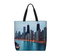 Chicago Print Eco-Friendly Lightweight Tote Crossbody Fashionable Handbag Reusable Travel Work