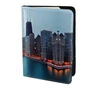 Chicago print Leather Card Case Travel Accessories Passport Holder Cover Wallet for Women Men, Black, One Size