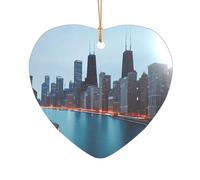 Chicago Print Wedding Gift Ideas for Couples, A Just Married Acrylic Christmas Tree Ornament