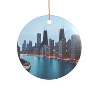 Chicago Print Wedding Gift Ideas for Couples, A Just Married Acrylic Christmas Tree Ornament
