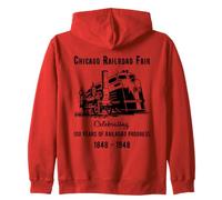 Chicago Railroad Fair 1848 1948 Vintage Train Design Zip Hoodie