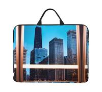 Chicago Reflect Print 14in Laptop Case Sleeve Bag – Portable Handle, Business Travel, Commuting, Accessory Pocket