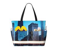 Chicago Reflect Print Beach Tote Bag Waterproof Large Bags With Zipper Big Capacity For Vacation Travel