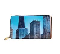 Chicago Reflect Print Leather Cell Phone Wallet Credit Card Wallet Zipper Pocket Black One Size Black One Size Black One Size, Black/White, One Size
