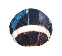 Chicago Reflect Print Reusable Spa Salon Shower Cap For All Hair Lengths With Lining Elastic Band