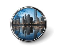Chicago Reflected Brooch Pins Premium Alloy Non-Tarnish Clothing Badge Exquisite Burr-Free Dress Ornament, Fashion Elegant Daily Wear Safety Push Pin for Decor & Ideal Gifts