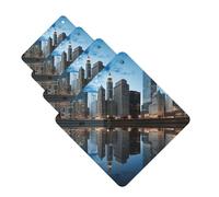 Chicago Reflected Car Air Freshener Cards Set of 4 Pieces Long Lasting Hanging Scented Cards for Bedroom Wardrobe Car Aromatherapy Tablets for Men Women Rearview Mirror Pendant