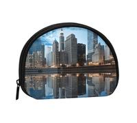 Chicago Reflected Coin Purse for Women Men, Chic Mini Change Pouch with Zipper, Small Coin Bag Shell Handbags Fashion Change Purse Wallets for Keys, Lipstick, and Earphones