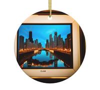 Chicago Reflected Print Ceramic Christmas Tree Ornaments Festive Decor Gifts Baubles for Easy Hanging Xmas