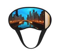 Chicago Reflected Print Sleep Mask for Side Sleepers Cup-Shaped Blackout Eye Mask Shades Cover for Men and Women