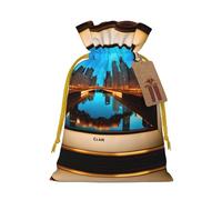 Chicago Reflected Print Stylish Drawstring Pouches,Reusable Drawstring Gift Bags,Perfect For Holiday And Party