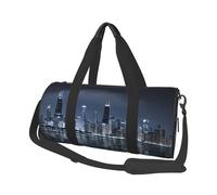 Chicago Reflected Print Travel Duffel Bag, Foldable Gym Bag Overnight Weekend Bags for Women, Large Holdall Bag Cabin Bag for Sports and Travel