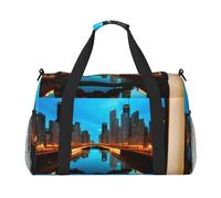 Chicago Reflected Print Travel Hand Travel Bag Weekender Overnight Carry On Tote Foldable Crossbody Bag