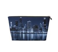 Chicago Reflected Print Travel Makeup Bag Cosmetic Toiletry Bag Wash Bag Multifunctional Storage with Zipper for Women Girls Gold