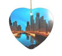 Chicago Reflected Print Wedding Gift Ideas for Couples, A Just Married Acrylic Christmas Tree Ornament