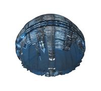 Chicago Reflected Printed Double-Layer Shower Cap, Reusable Shower Cap, Suitable For Various Hair Lengths