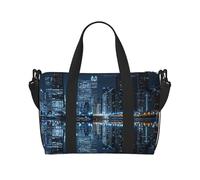 Chicago Reflected Printed Travel Duffle Bag for Men Women Holiday Travel Luggage Bag Waterproof Tote Bag with Shoulder Strap