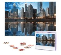 Chicago Reflected Wooden Puzzles 1000 Pieces Personalized Jigsaw Puzzle For Adults Interesting Custom Photo Puzzles Gift For Holiday Birthday Wedding Anniversay