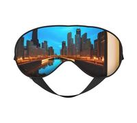Chicago Reflectedprint Travel Office Airplane Night Sleep Shading Blindfold Adjustable Strap Eye Mask