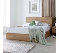 Chicago Riviera Oak Finish Ottoman Storage Bed - King Size 5Ft Bed Frame
