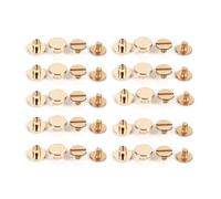 Chicago Screws for Leather, 10 Sets Solid Brass Nail Rivets Stud Screw Nail Screwback for Leather Rivet Belt DIY Gold(8mm)