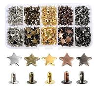 Chicago Screws for Leather Rivets 200 Sets Gun Metal Star Rivets for Leather Craft DIY Studs & Spikes