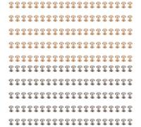 Chicago Screws Leather Rivets, Brass Surface Plated Book Binding Rivets, 200 Set Gold and Silver Color 0.4x0.3in Flat Leather Rivets for DIY Craft, Belt Buckles, Wallets, Purses, B