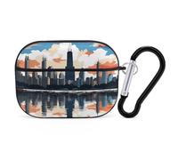 Chicago Skyline AirPods Pro Case Cover with Keychain Ring PC Hard Shell Protective Case for AirPods Pro 2nd for Women Men Generation Easy Open Full Drop Protection Cover Black-Style