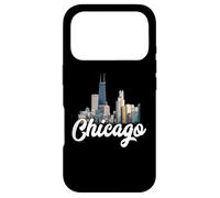 Chicago Skyline Architecture Retro Deep Dish Pizza River Case for iPhone 17 Pro