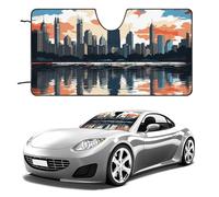 Chicago Skyline Car Windshield Sun Shade Keep Car Interior Cool 55"x30" Folding Front Window Sun Shade, Heat Shield for SUV, Truck, Blocks UV