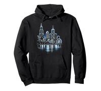 Chicago Skyline City Night Cityscape Downtown Souvenir Pullover Hoodie