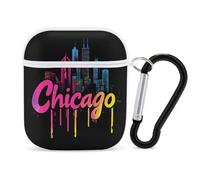 Chicago Skyline Compatible with Airpod 1/2 Case PC Scratch-Resistant Drop-Proof Protective Cover with Keychain White-style-17