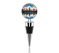 Chicago Skyline Decorative Wine Stopper Reusable Wine Bottle Stopper Metal Beverage Bottle Toppers for Champagne, Liquor & Oil Bottles Wedding Christmas Party Bar Decor