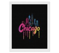 Chicago Skyline Diamond DIY Painting Kits Round Full Drill Digital Art Craft for Home Office Wall Decor 16"x20"